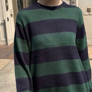 Navy and Green Striped Sweater